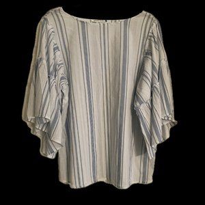 NWOT Given Kale Blue and White Blouse